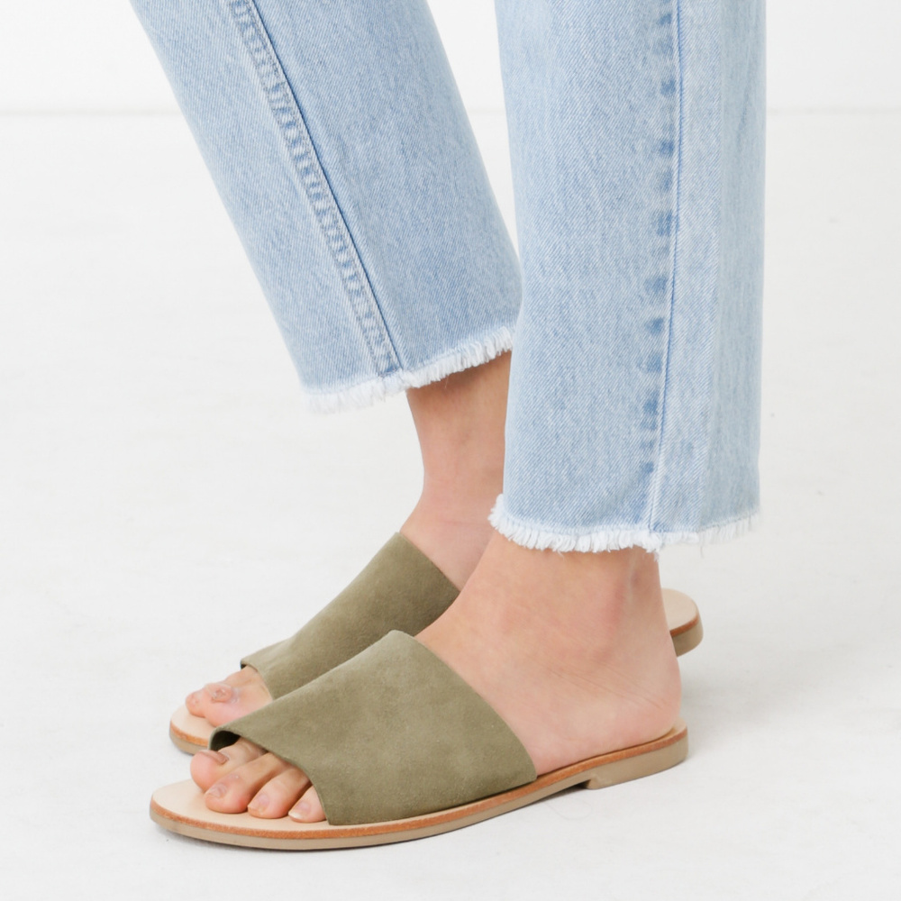 SOL SANA Moss Suede Flat Sandals NWT